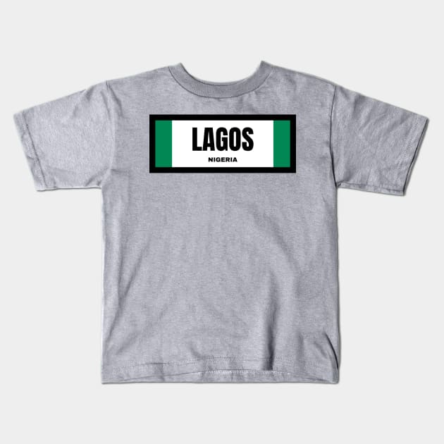 Lagos City in Nigerian Flag Kids T-Shirt by aybe7elf